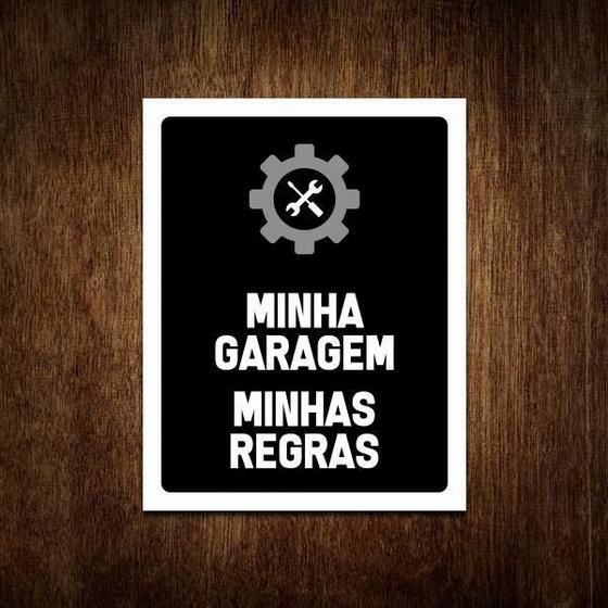 Imagem de Placa Decorativa De Carros Minha Garagem Minhas Regras 27X35