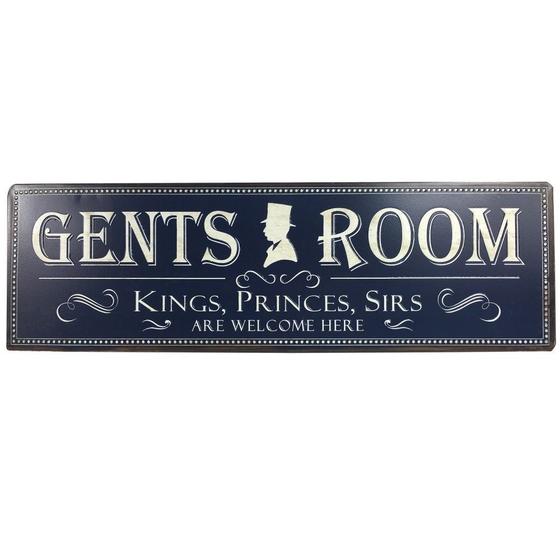 Placa decorativa de ferro - gents room 48cm x 15 cm Menor preço em Placa decorativa de ferro - gents room 48cm x 15 cm