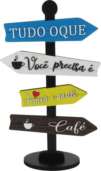 Imagem de Placa Decorativa De Mesa Seta Amor e Mais Café Mdf