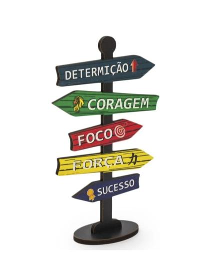 Imagem de Placa Decorativa de Mesa Seta Direção Determinação Mdf