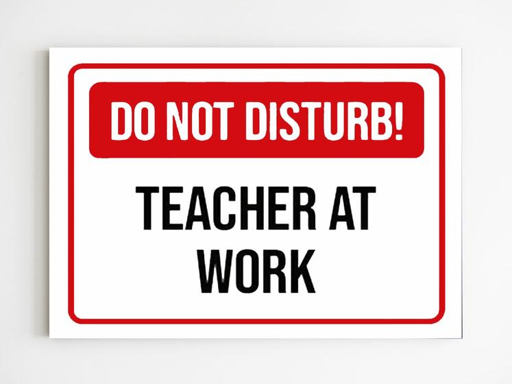 Imagem de Placa decorativa do not disturb teacher at work 20x29 A4