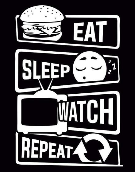 Imagem de Placa Decorativa - Eat Sleep Watch Repeat 27X35