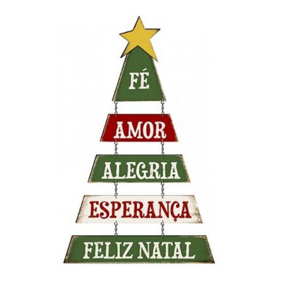 Imagem de Placa Decorativa em MDF - Decor Home Natal - Árvore de Natal, Fé, Amor - DHN-019 - LitoArte Rizzo Confeitaria