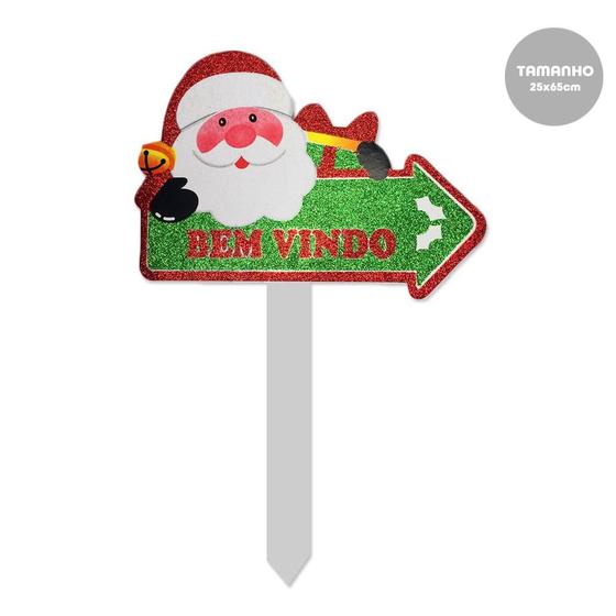 Imagem de Placa Decorativa Externa Bem Vindo Papai Noel Natal 65cm