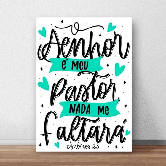 Imagem de Placa Decorativa Frase Religiosa O Senhor É Meu Pastor Mdf