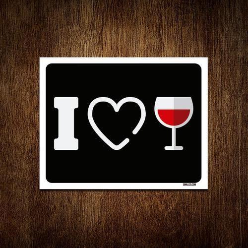 Imagem de Placa Decorativa - I Love Wine Eu Amo Vinho 27X35