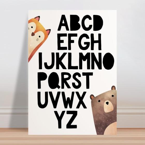 Imagem de Placa decorativa infantil alfabeto urso animal