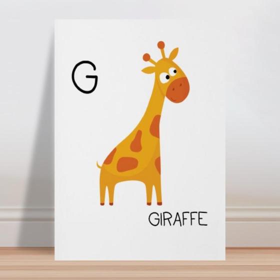 Imagem de Placa decorativa infantil animal girafa amarelo