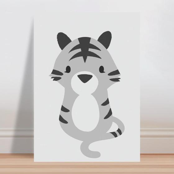 Imagem de Placa decorativa infantil animal tigre cinza