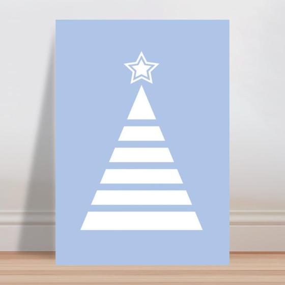 Imagem de Placa decorativa infantil azul árvore geométrica natal