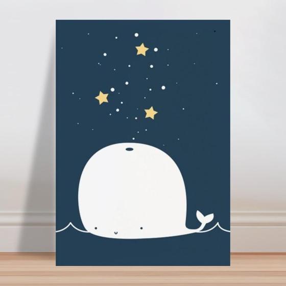 Imagem de Placa decorativa infantil baleia estrelas