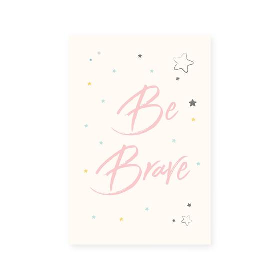 Imagem de Placa Decorativa Infantil Be Brave Rosa e Estrela 30x40cm