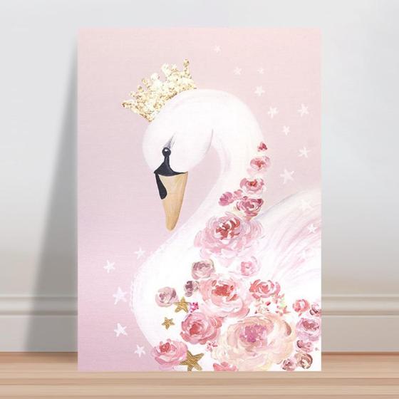 Imagem de Placa decorativa infantil cisne floral flores