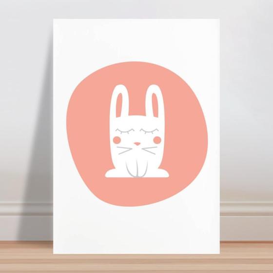 Imagem de Placa decorativa infantil coelho no círculo rosa