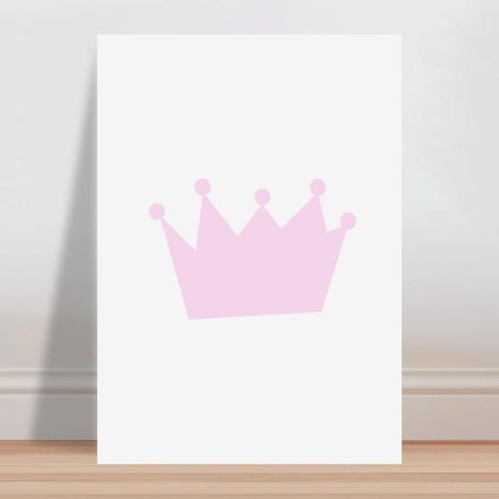 Imagem de Placa decorativa infantil Coroa Princesa Rosa Fundo Branco