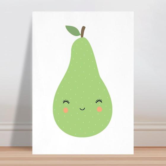 Imagem de Placa decorativa infantil Desenho Fruta Pêra Feliz