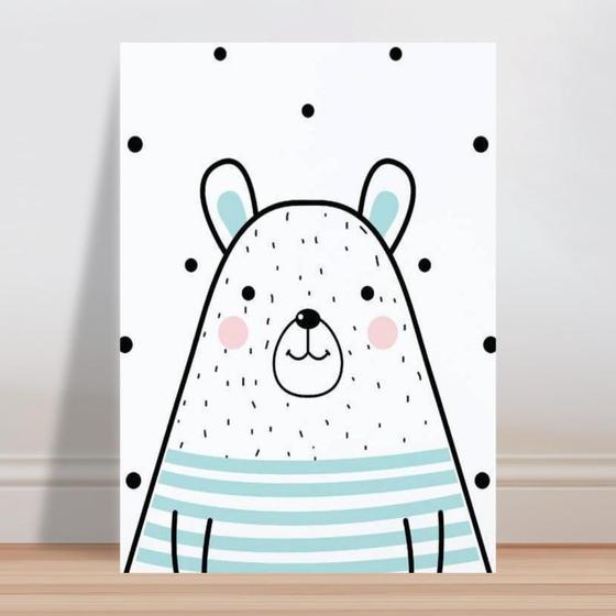 Imagem de Placa decorativa infantil desenho urso azul 