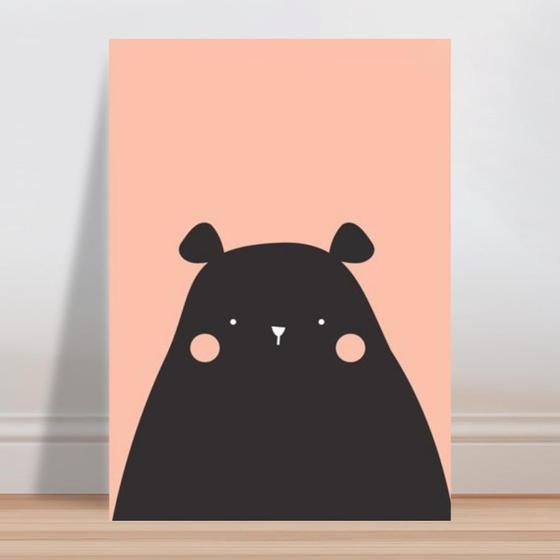 Imagem de Placa decorativa infantil desenho urso preto e rosa