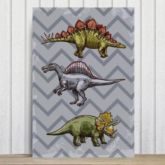 Imagem de Placa Decorativa Infantil Dinossauro Jurassic Cinza 20x30cm