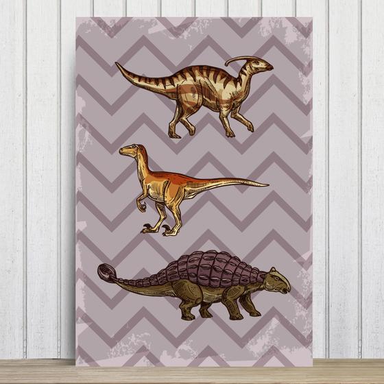 Imagem de Placa Decorativa Infantil Dinossauro Jurassic Roxo 20x30cm