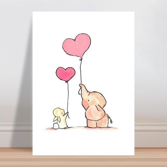 Imagem de Placa decorativa infantil elefante coelho kids