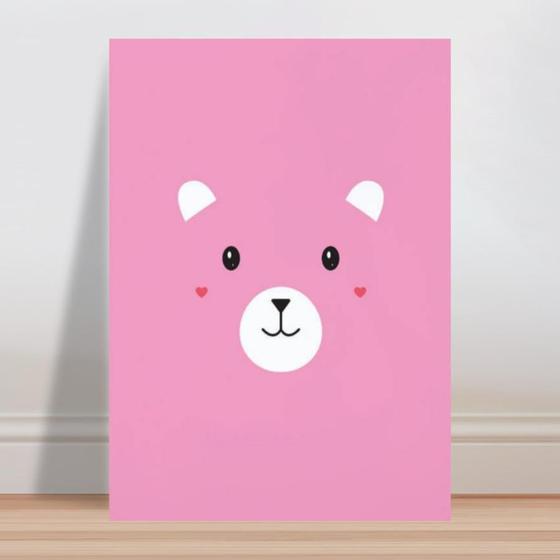 Imagem de Placa decorativa infantil face urso rosa