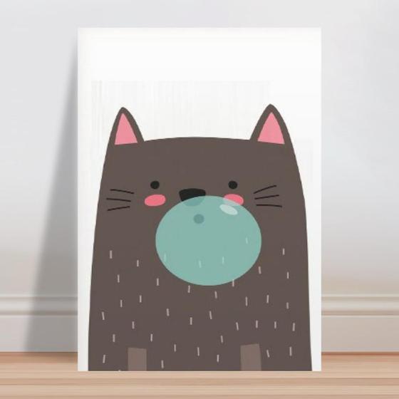Imagem de Placa decorativa infantil gato bola de chiclete