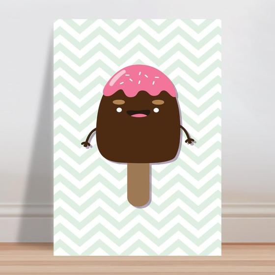 Imagem de Placa decorativa infantil happy ice cream picole fofo