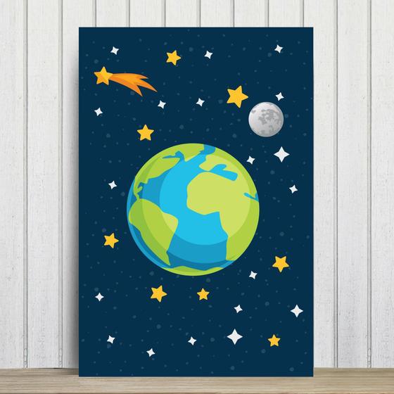 Imagem de Placa Decorativa Infantil MDF Sistema Solar Terra 30x40cm