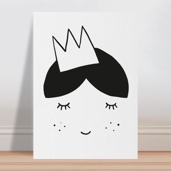 Imagem de Placa decorativa infantil menina Princesa Preto e Branco