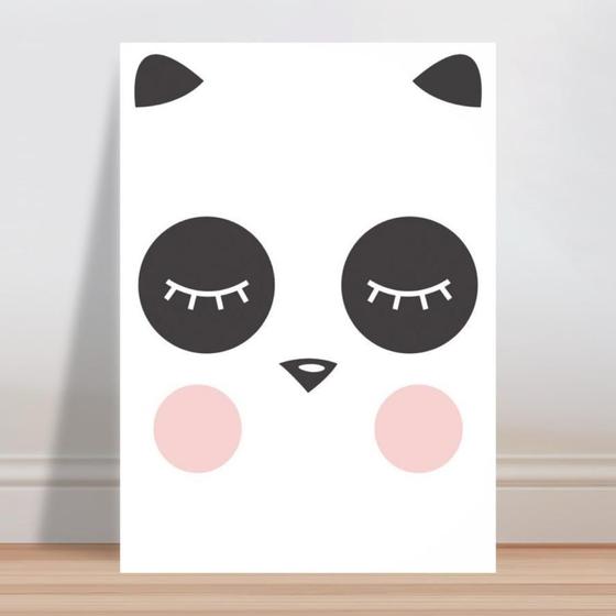 Imagem de Placa decorativa infantil Panda Animal Bochecha Rosa