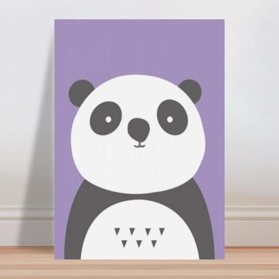 Imagem de Placa decorativa infantil panda animal fundo roxo