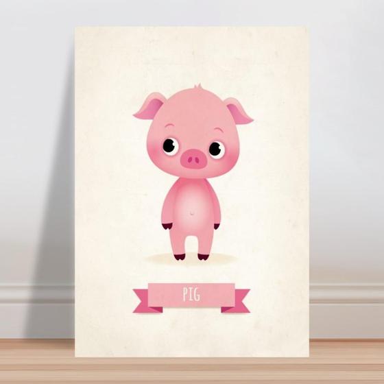 Imagem de Placa decorativa infantil porco rosa