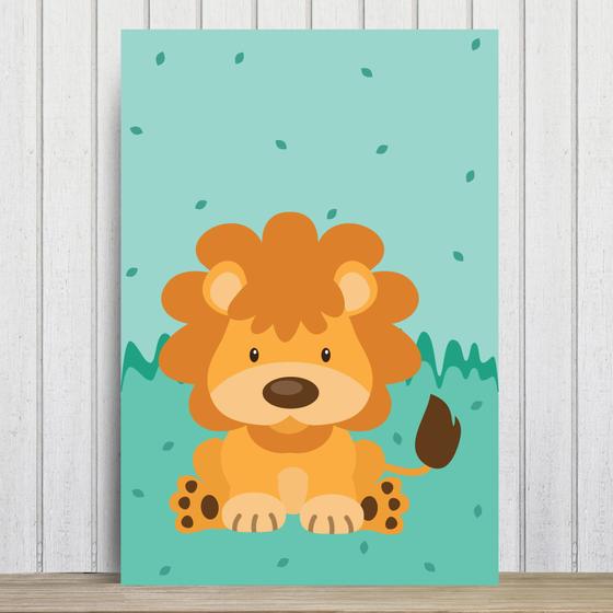 Imagem de Placa Decorativa Infantil Safari Leão MDF 30x40cm