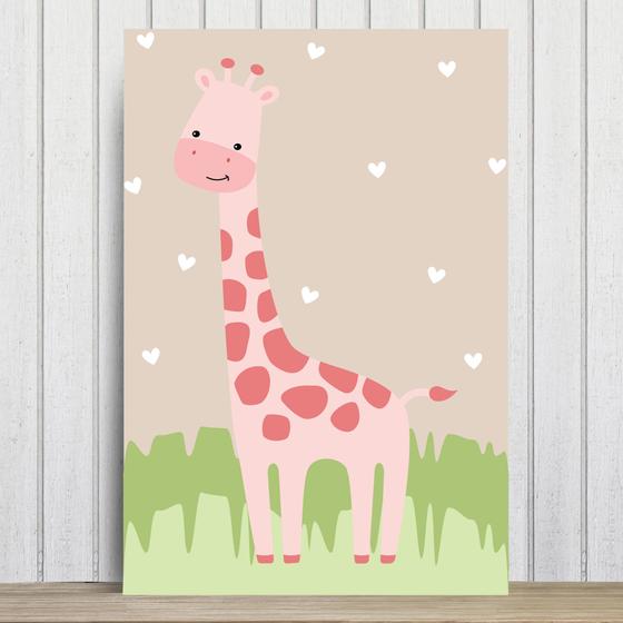 Imagem de Placa Decorativa Infantil Safari Menina Girafa 30x40cm