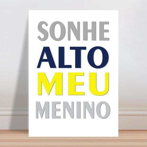 Imagem de Placa decorativa infantil sonhe alto meu menino moldura