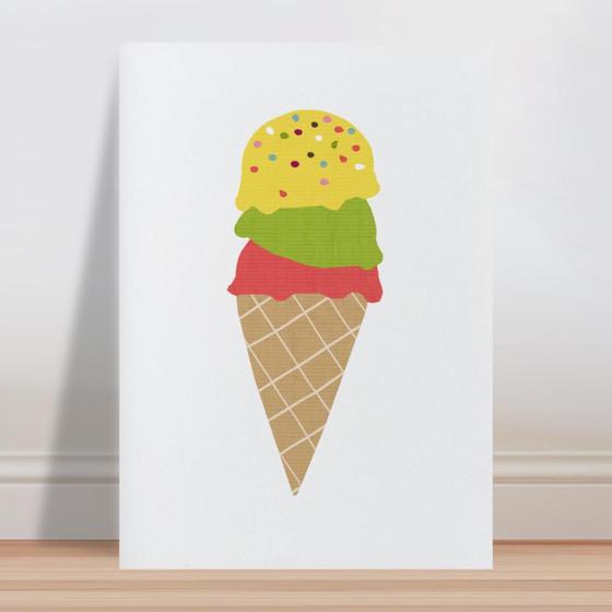 Imagem de Placa decorativa infantil sorvete colorido casquinha