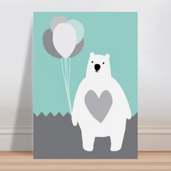 Imagem de Placa decorativa infantil urso polar bexigas