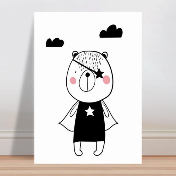 Imagem de Placa decorativa infantil Urso Super Herói de Capa