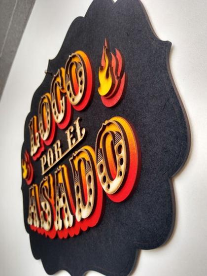 Imagem de Placa Decorativa Loco Por El Asado Em Alto Relevo 44cm