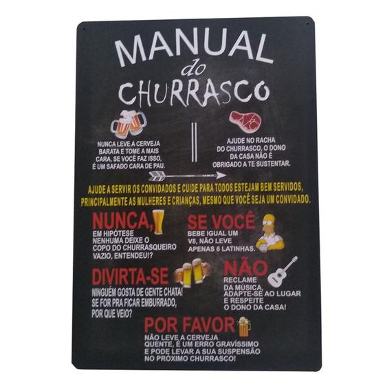 Imagem de Placa Decorativa Manual do Churrasco 40x28cm