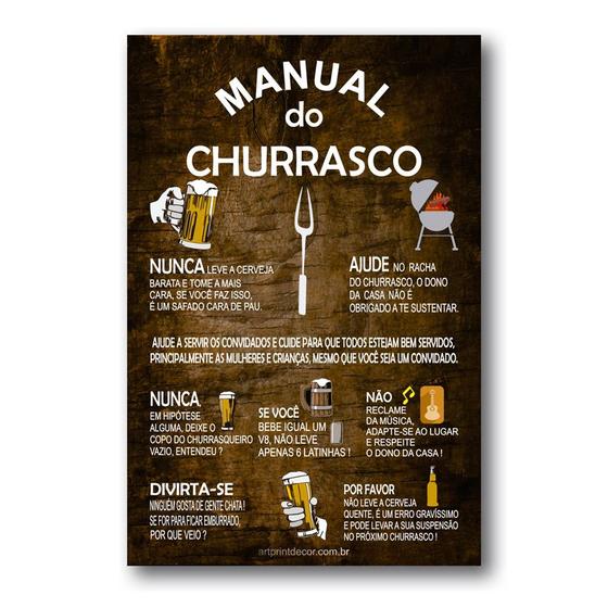 Imagem de Placa Decorativa Manual do Churrasco Mdf 30x40 cm