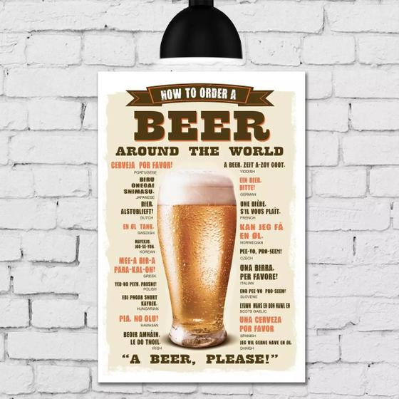 Imagem de Placa Decorativa MDF Como Pedir Cerveja 30x40