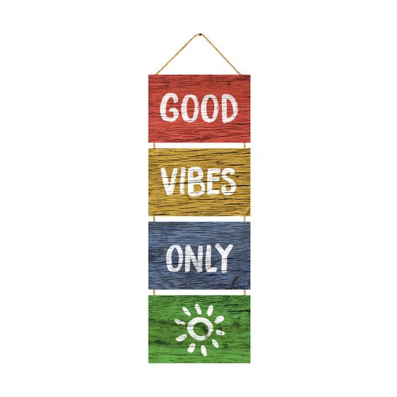 Imagem de Placa Decorativa MDF Corda P Pendurar Frase Good Vibes Only