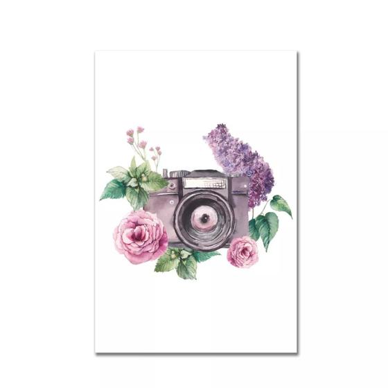 Imagem de Placa Decorativa MDF Floral Camera 30x40