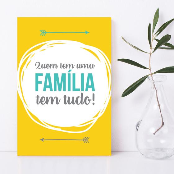 Imagem de Placa Decorativa MDF Frase Família Amarela 30x40cm