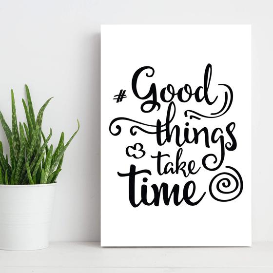 Imagem de Placa Decorativa MDF Frase Good Things 30x40