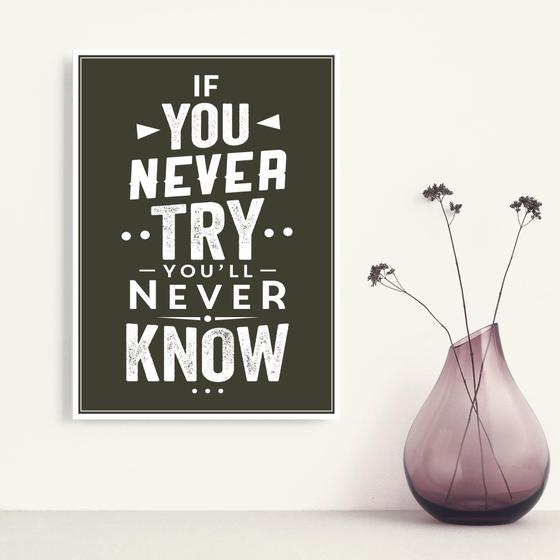 Imagem de Placa Decorativa MDF Frase Never Know 30x40