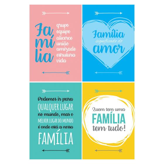 Imagem de Placa Decorativa MDF Frases de Familia Kit 4un 20x30cm