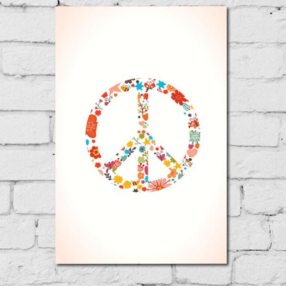 Imagem de Placa Decorativa MDF Peace and Love Floral 30x40